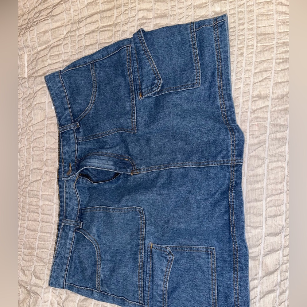 Denim utility skirt